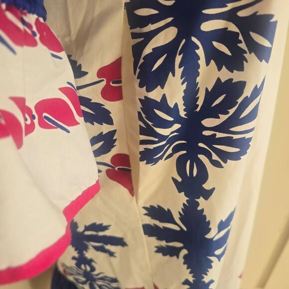 Mamo Howell for Liberty House Vtg. MuuMuu, Wht/Blue/Pink Floral, 3/4 Slv. EUC, L - Picture 12 of 16